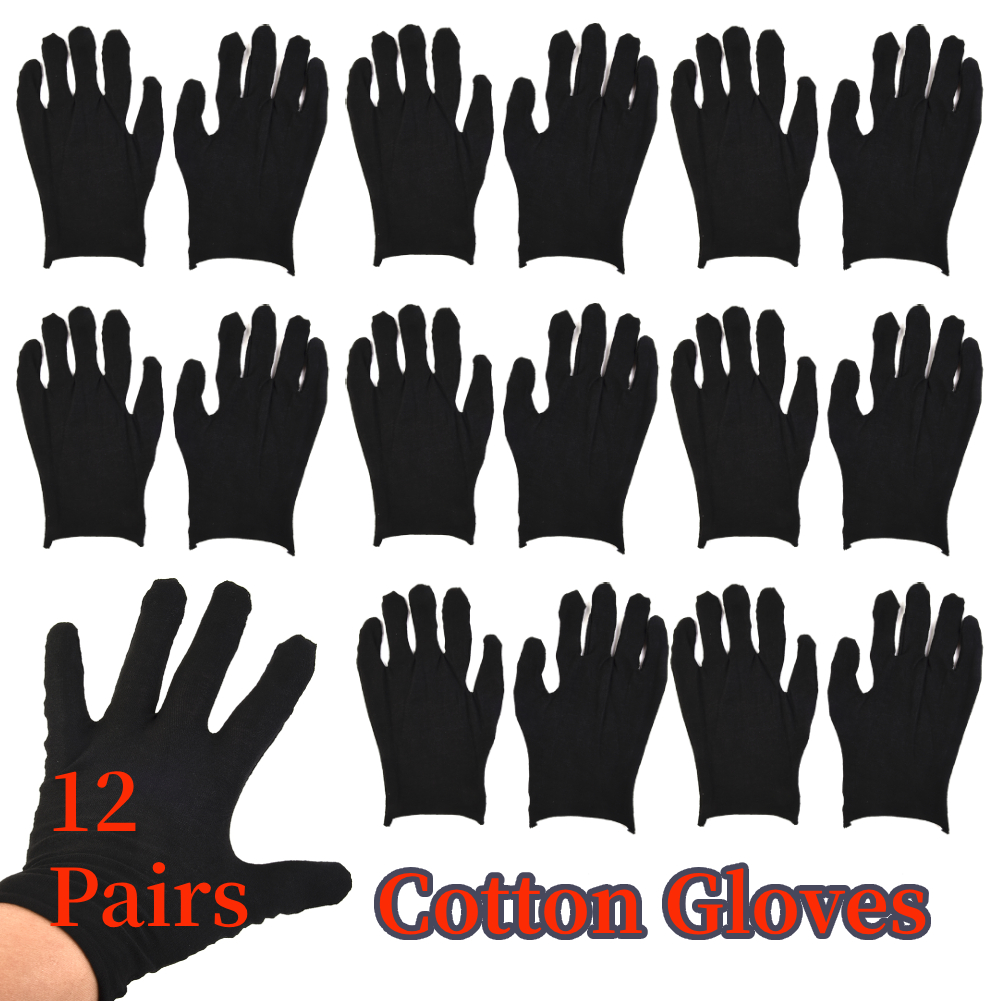 Body Jewelry Websites - 12 Pairs Black Cotton Gloves Soft