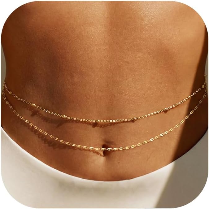 Body Jewelry - 14K Gold Plated Waist Chain Women
