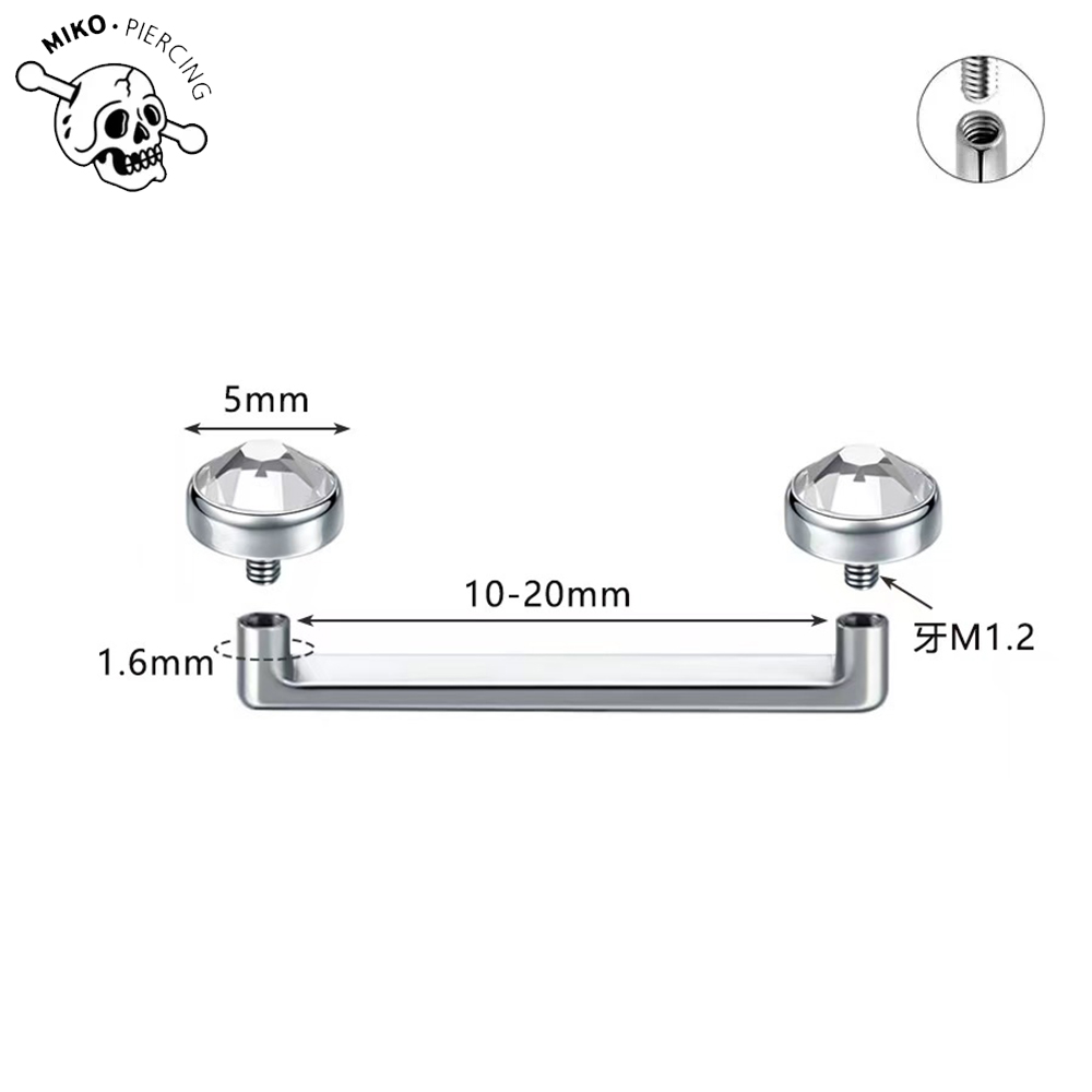 ASTM F136 Titanium CZ Micro De - огляд і ціна Body Jewelry Internally Threaded