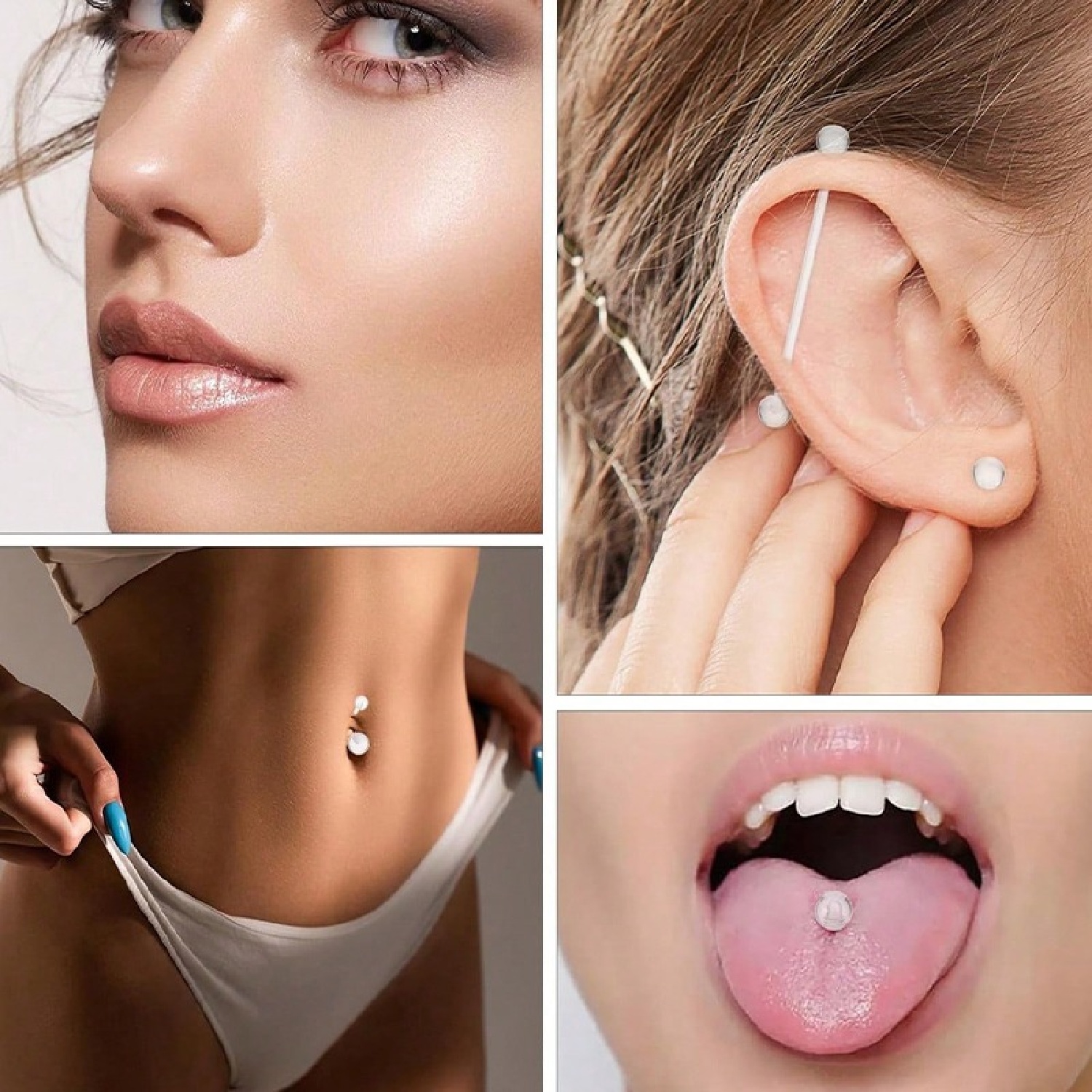 12pcs Clear Pink Industrial Pi - огляд і ціна Body Jewelry Vertical Labret