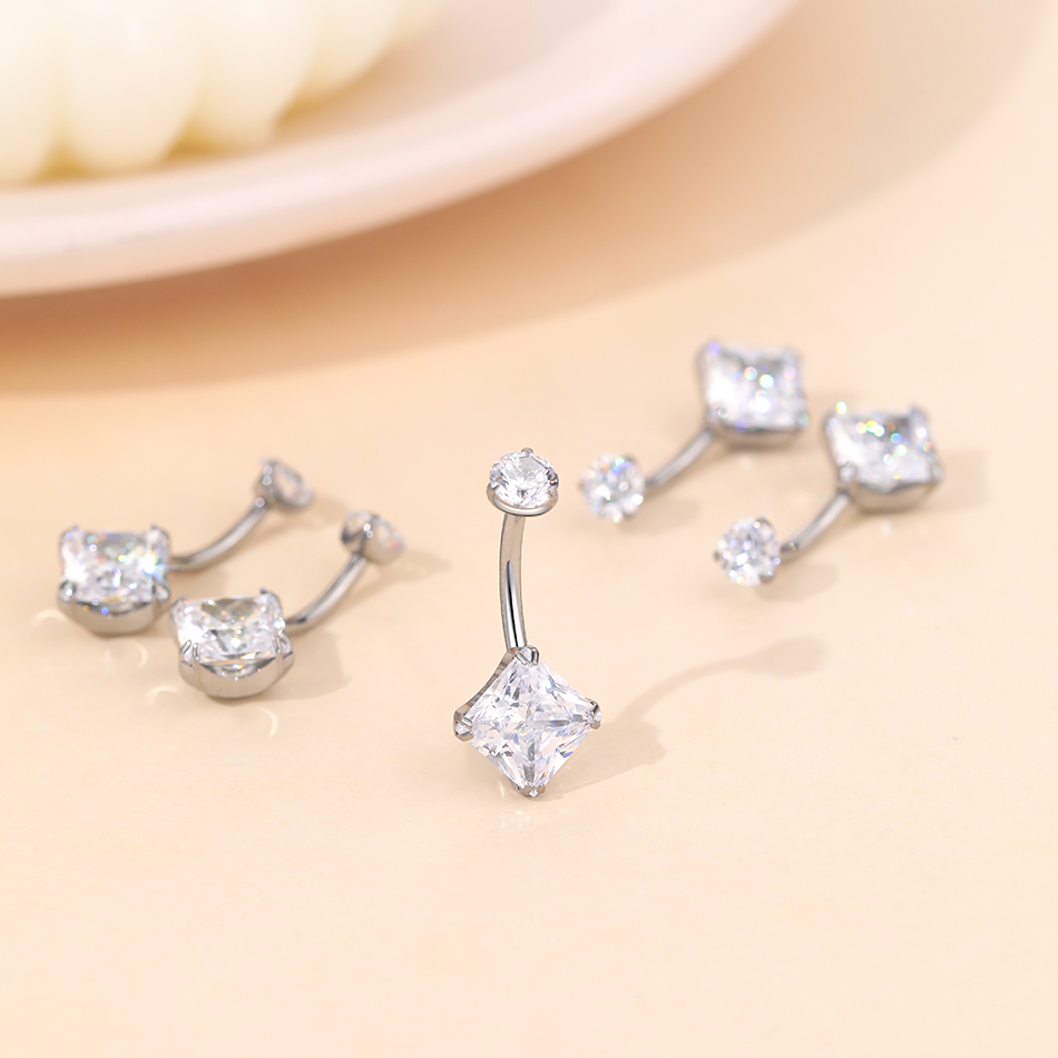 1Pc Titanium Zircon Belly Ring - огляд і ціна Body Jewelry Internally Threaded