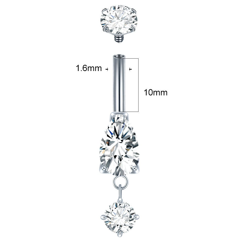  1/5pcs Waterdrop Zircon Pend - огляд і ціна Body Jewelry Internally Threaded