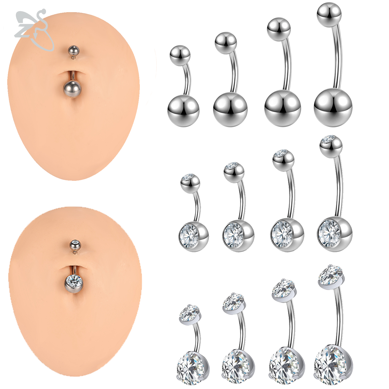 ZS 1PC 14G G23 Titanium Belly  - огляд і ціна Body Jewelry Internally Threaded