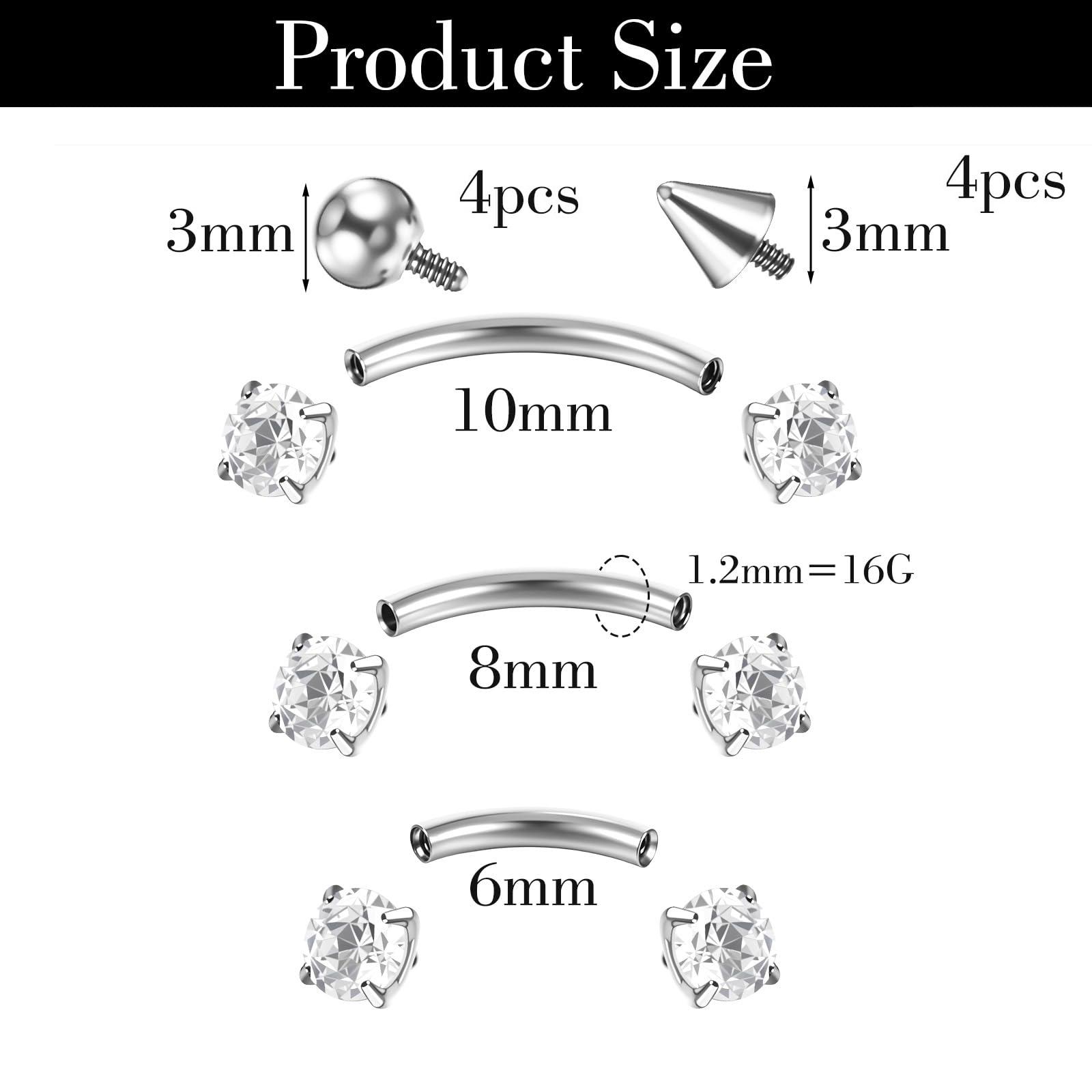 17Pcs Titanium Internal Thread - огляд і ціна Body Jewelry Vertical Labret
