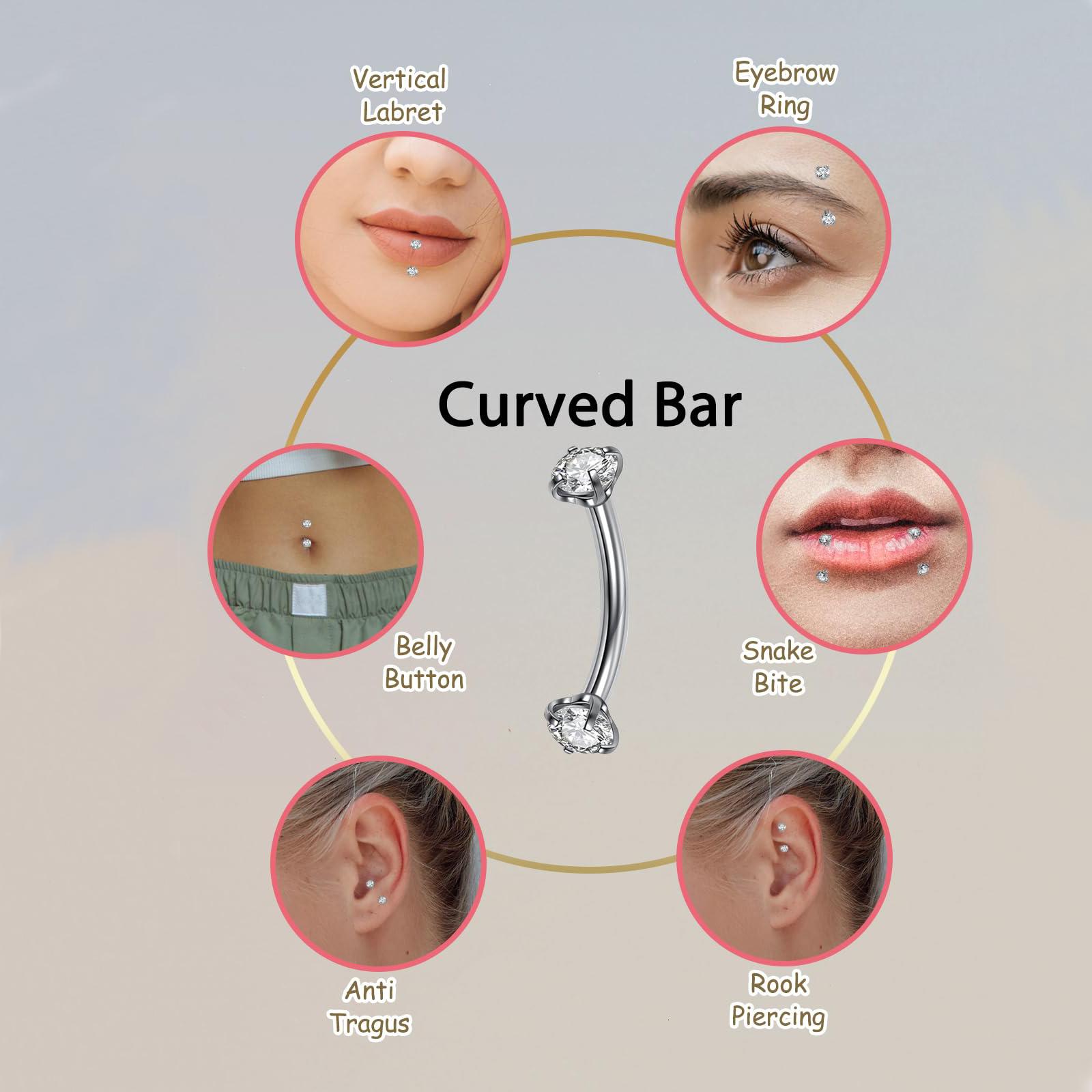 16G 6-10MM Titanium CZ Interna - огляд і ціна Body Jewelry Vertical Labret
