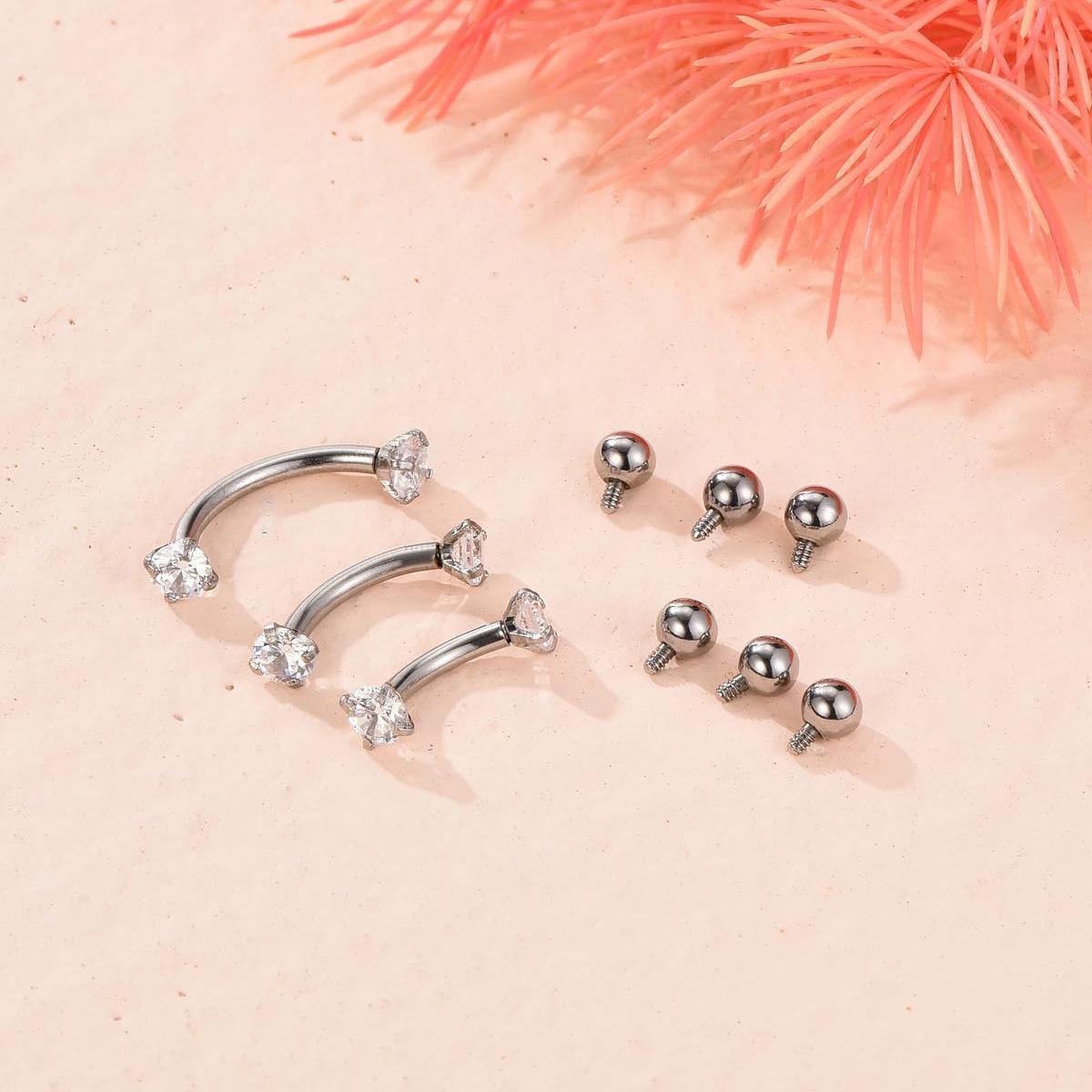 16G 6-10MM Titanium CZ Interna - огляд і ціна Body Jewelry Vertical Labret