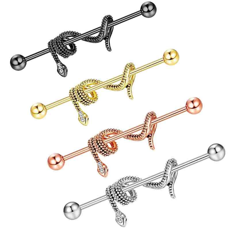 Crystal Snake Industrial Earri - огляд і ціна Industrial Barbell Long