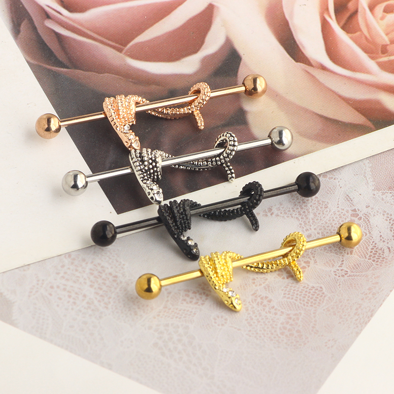 Crystal Snake Industrial Earri - огляд і ціна Industrial Barbell Long