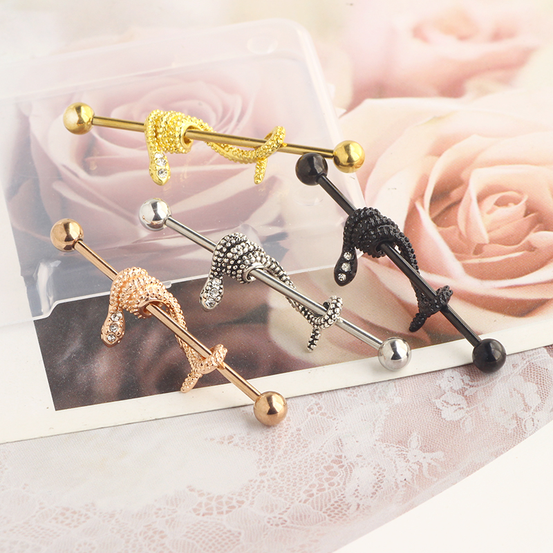 Crystal Snake Industrial Earri - огляд і ціна Industrial Barbell Long