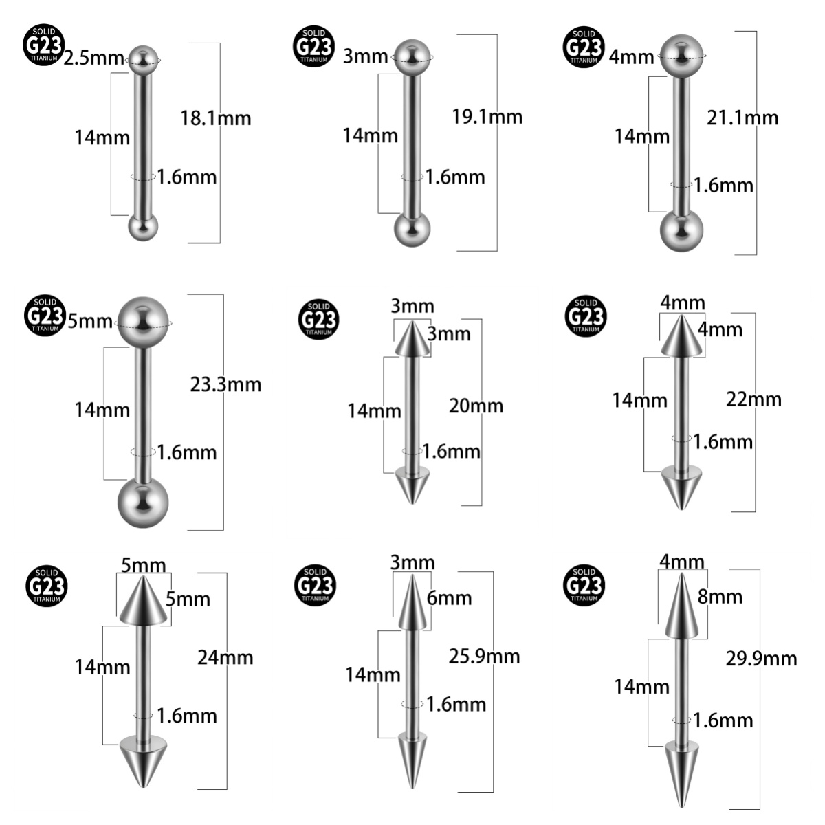 1PC G23 Titanium Long Industri - огляд і ціна Industrial Barbell Long