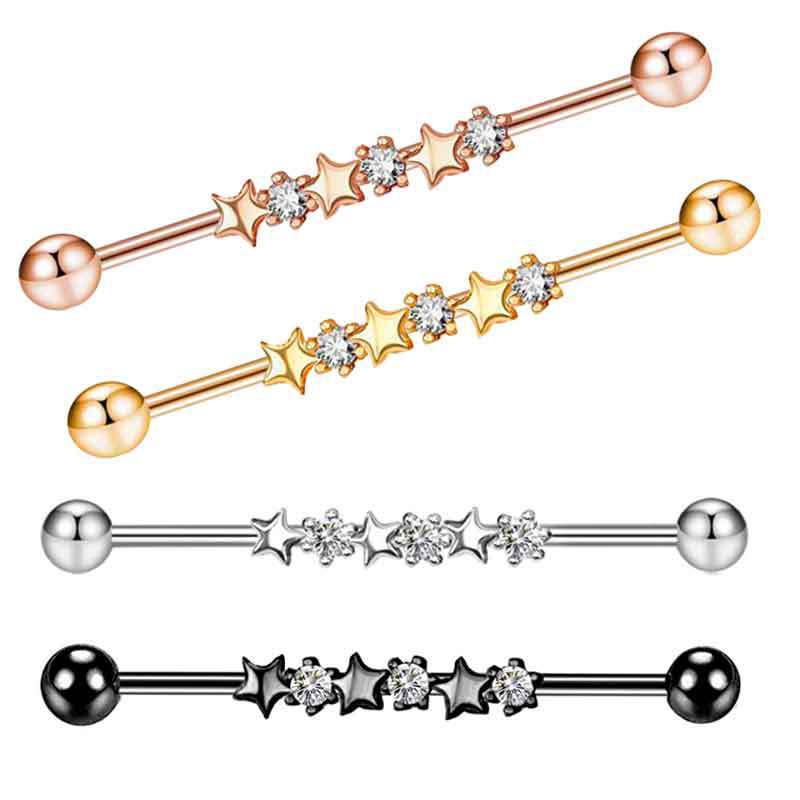 Stainless steel simple star Ba - огляд і ціна Industrial Barbell Long