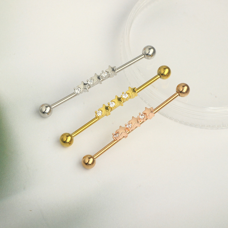 Stainless steel simple star Ba - огляд і ціна Industrial Barbell Long