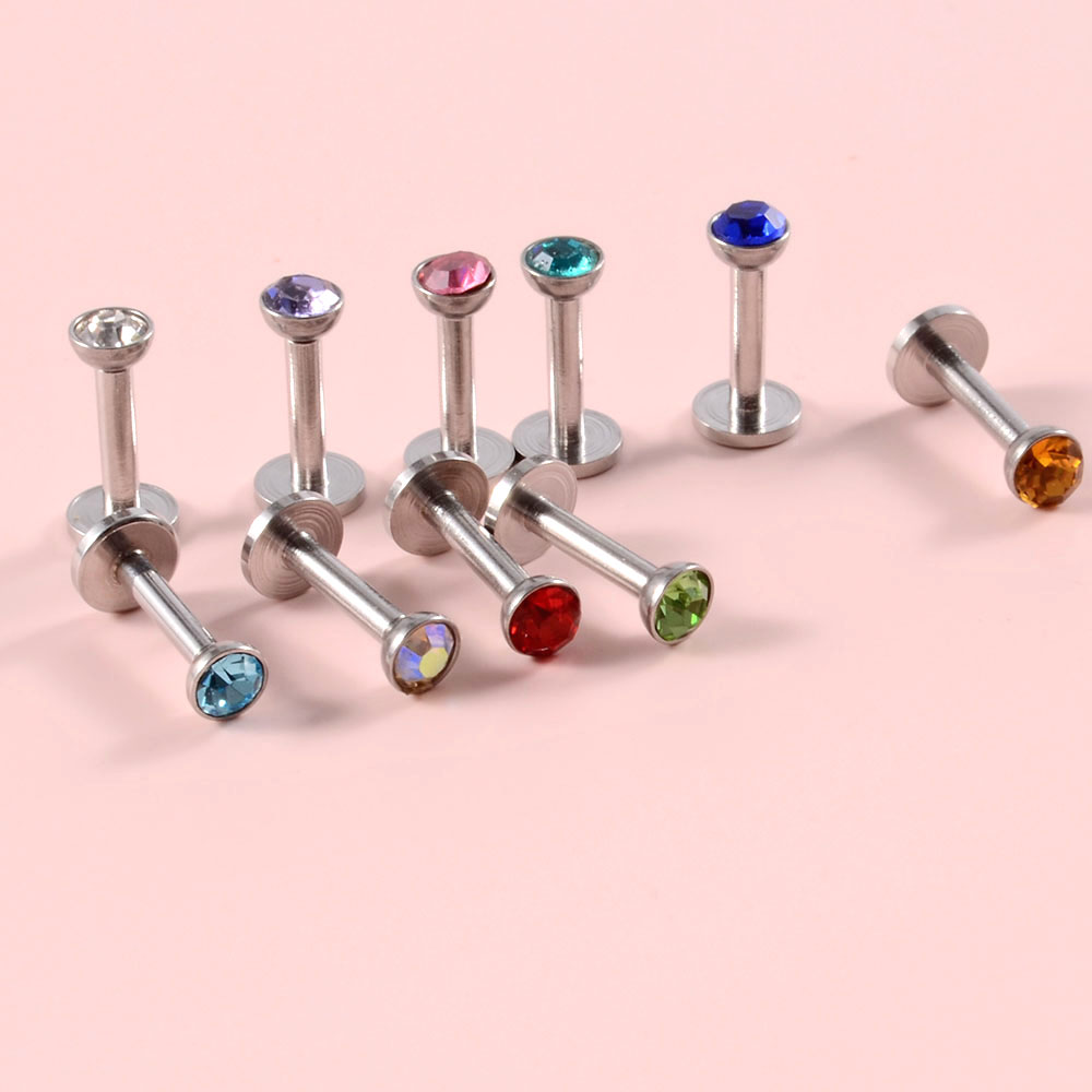 4PCS CZ Gem Labret 316L Surgic - огляд і ціна Body Jewelry Internally Threaded