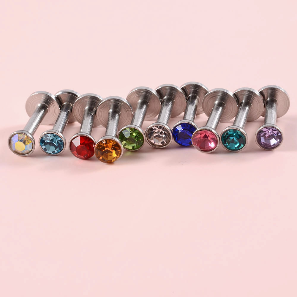4PCS CZ Gem Labret 316L Surgic - огляд і ціна Body Jewelry Internally Threaded