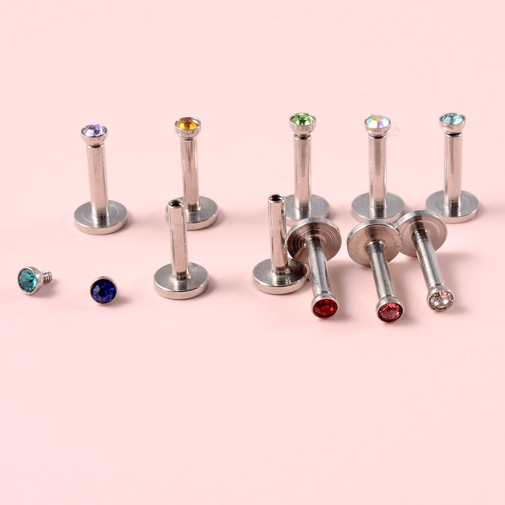4PCS CZ Gem Labret 316L Surgic - огляд і ціна Body Jewelry Internally Threaded