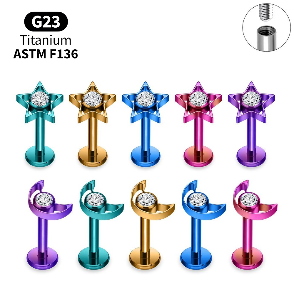 G23 Titanium Star Moon Labret  - огляд і ціна Body Jewelry Vertical Labret