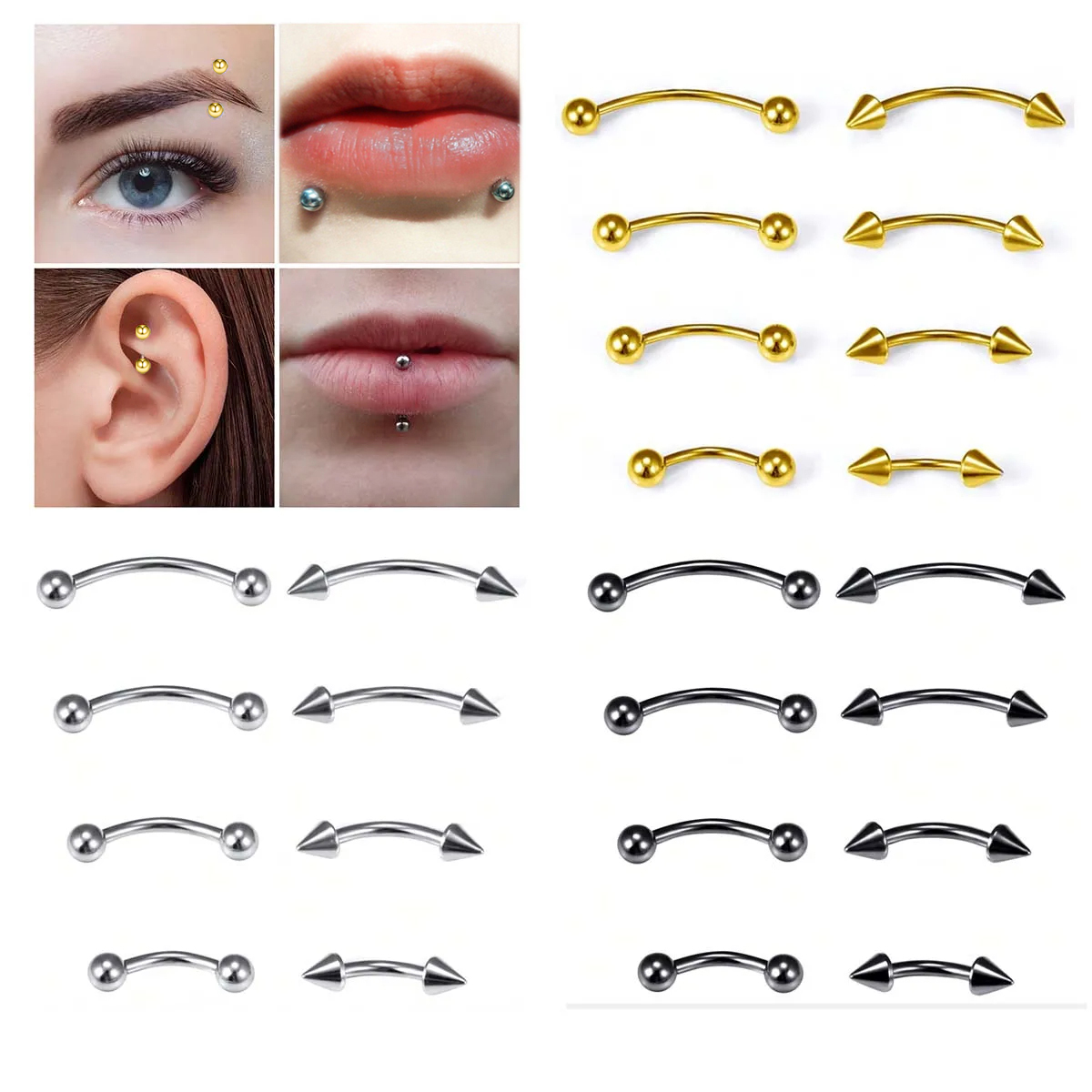 8Pcs/Set 16G Small Eyebrow Pie - огляд і ціна Body Jewelry Vertical Labret