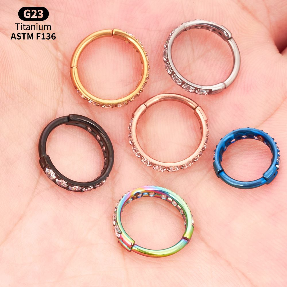 Titanium CZ Hinged Clicker Rin - огляд і ціна Body Jewelry Vertical Labret