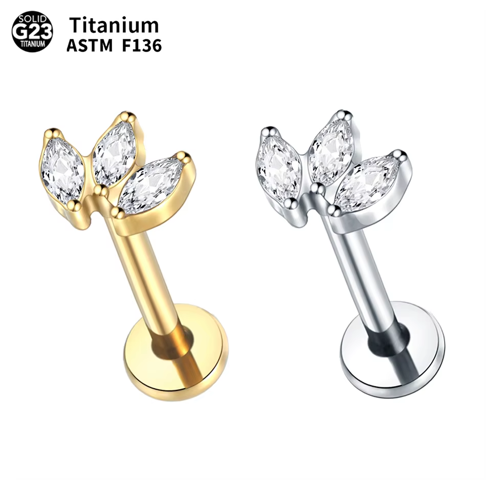1pc Labret Piercing Titanium L - огляд і ціна Body Jewelry Internally Threaded