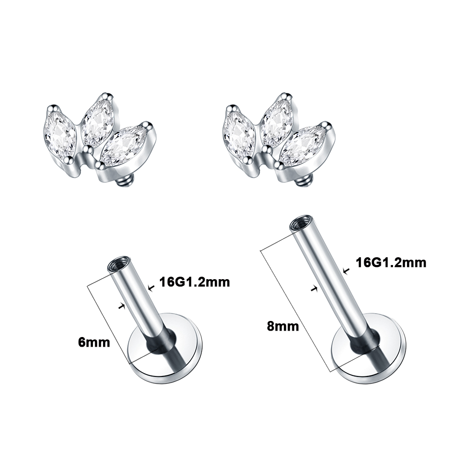 1pc Labret Piercing Titanium L - огляд і ціна Body Jewelry Internally Threaded