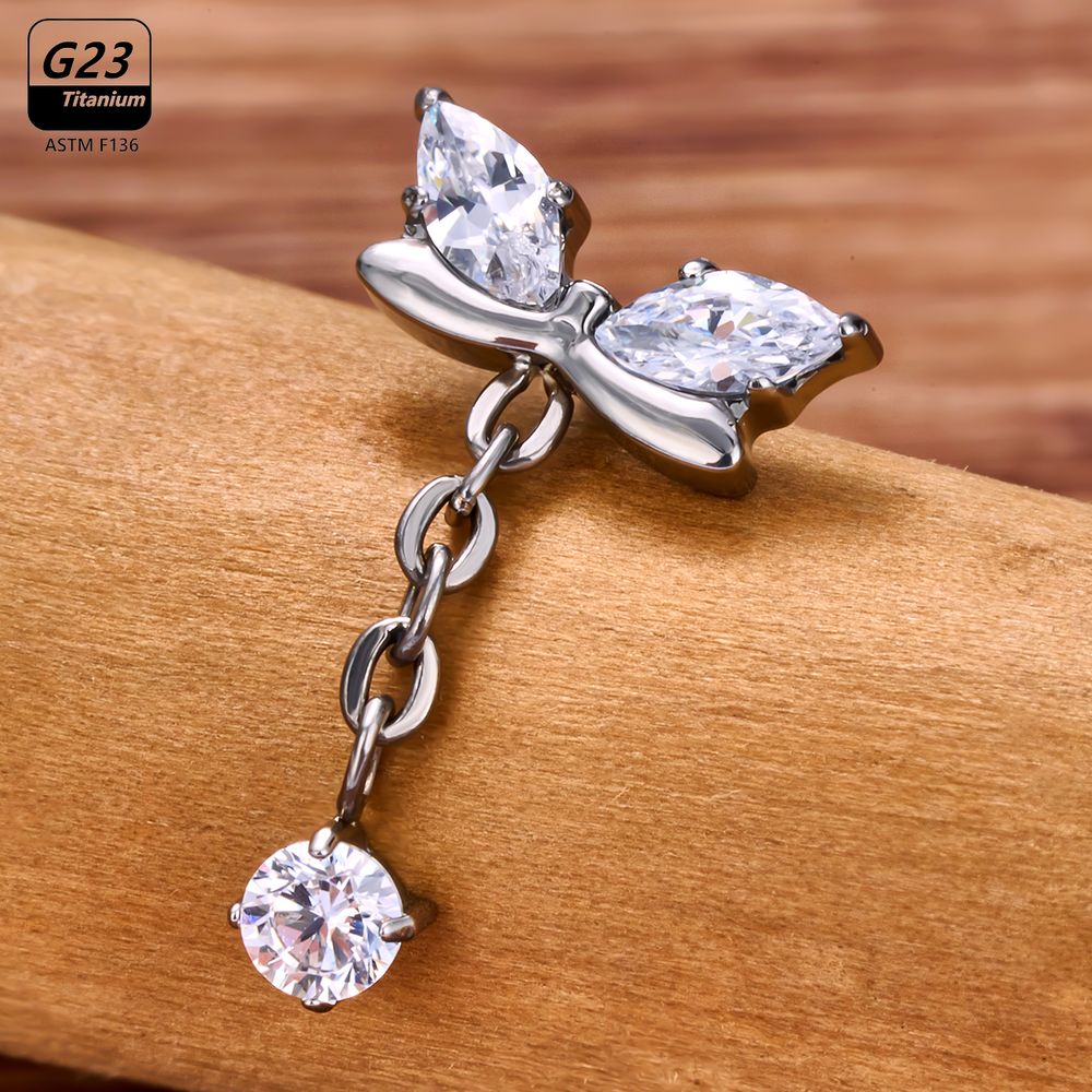G23 Titanium Butterfly Tassel  - огляд і ціна Body Jewelry Vertical Labret