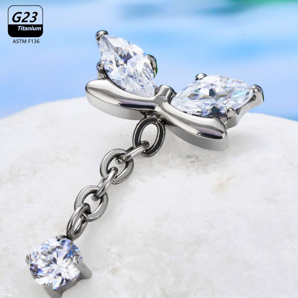 G23 Titanium Butterfly Tassel  - огляд і ціна Body Jewelry Vertical Labret